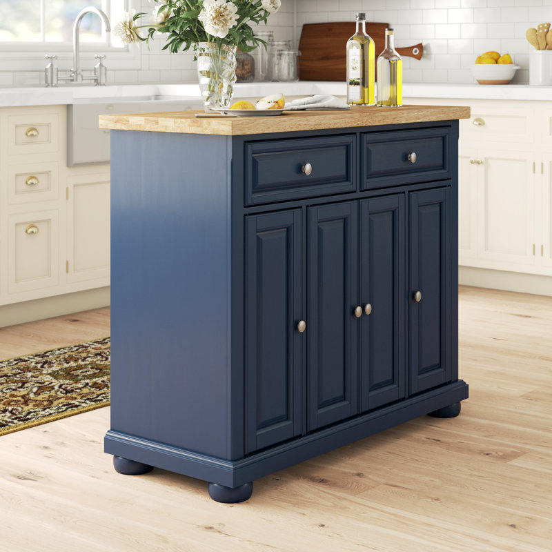 Three Posts™ Antonella Kitchen Island Solid Wood & Reviews Wayfair